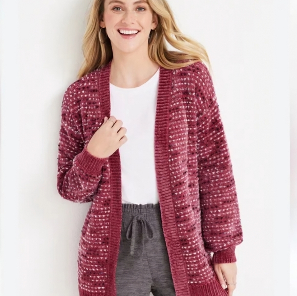 Maurices open kit burgundy cardigan womans size Medium. - Picture 7 of 7